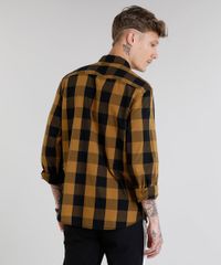 Camisa-Masculina-Xadrez-com-Bolso-Manga-Longa-Caramelo-8448777-Caramelo_2