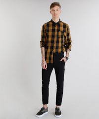 Camisa-Masculina-Xadrez-com-Bolso-Manga-Longa-Caramelo-8448777-Caramelo_3