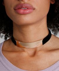 Gargantilha-Choker-Feminina-em-Veludo-com-Metal-Dourada-9207497-Dourado_2