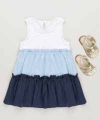 Vestido-Infantil-Curto-com-Recortes-e-Babado-Sem-Manga-Decote-Redondo-Cinza-Mescla-Claro-9234399-Cinza_Mescla_Claro_3