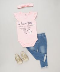 Body-Infantil--I-Love-You--com-Babado-Sem-Manga---Faixa-de-Cabelo-em-Algodao---Sustentavel-Rosa-9117941-Rosa_3