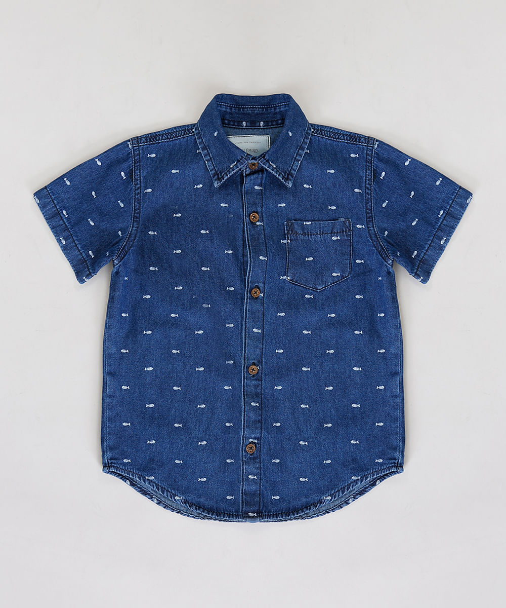 camisa jeans infantil masculino