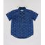 Camisa-Jeans-Infantil-Estampada-Mini-Print-de-Espinha-de-Peixe-com-Bolso-Manga-Curta-Azul-Escuro-9235819-Azul_Escuro_1