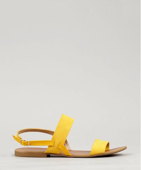 Rasteira-Feminina-em-Suede-com-Tiras-Amarela-9263179-Amarelo_1