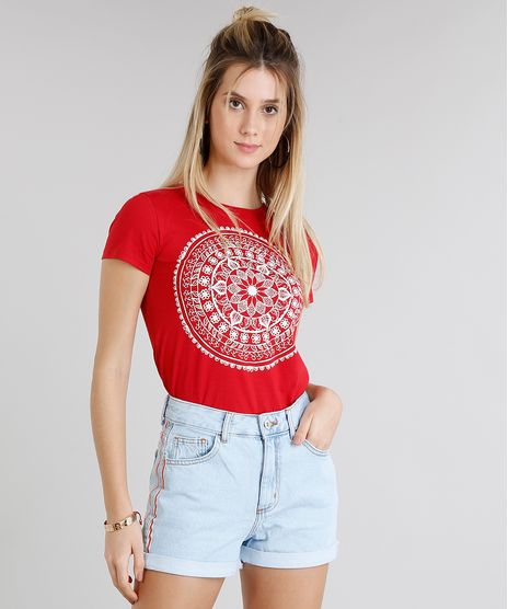 Blusa-Feminina-Mandala-Manga-Curta-Decote-Redondo-em-Algodao---Sustentavel-Vermelha-9215636-Vermelho_1