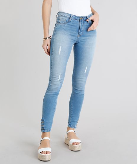 Calca-Jeans-Feminina-Sawary-Cigarrete-Push-Up-com-Puidos-Azul-Claro-9240763-Azul_Claro_1