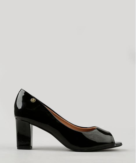 peep toe verniz preto