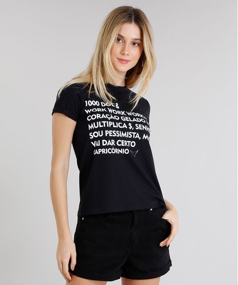 Blusa-Feminina-Signos-Capricornio-Manga-Curta-Decote-Redondo-Preta-9314914-Preto_1