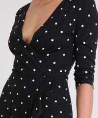 Vestido-Feminino-Estampado-de-Poa-Curto-Transpassado-com-Babado-Manga-Longa-Decote-V-Preto-9238220-Preto_4