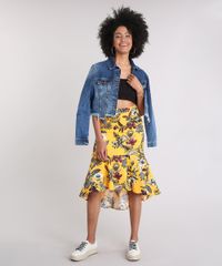 Saia-Feminina-Midi-Estampada-Floral-com-Linho-Amarelo-9086845-Amarelo_3