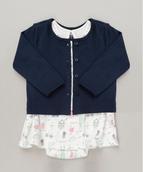 Conjunto-Infantil-de-Body-Vestido-Estampado-Manga-Curta-Off-White---Cardigan-em-Algodao---Sustentavel-Azul-Marinho-9117933-Azul_Marinho_1