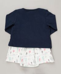 Conjunto-Infantil-de-Body-Vestido-Estampado-Manga-Curta-Off-White---Cardigan-em-Algodao---Sustentavel-Azul-Marinho-9117933-Azul_Marinho_2