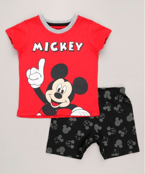 Pijama-Infantil-Mickey-Manga-Curta-Gola-Careca-em-Algodao---Sustentavel-Vermelho-9224178-Vermelho_1