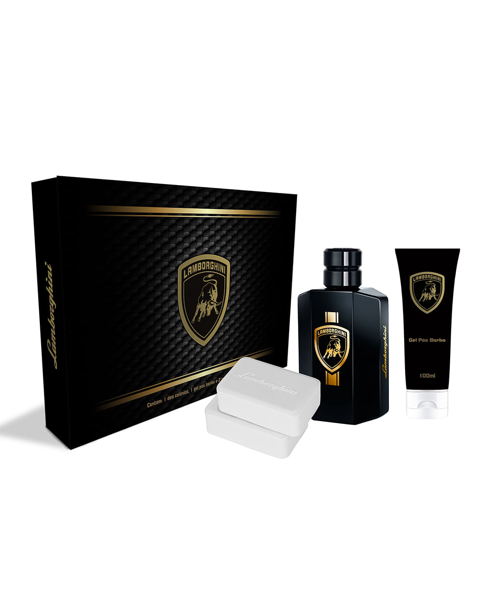 Kit Lamborghini Deo Colônia 100ml + 2 sabonetes 100g + 1 Gel Pós Barba 100ml único