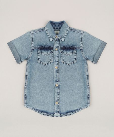 Camisa-Jeans-Infantil-com-Bolsos-Manga-Curta-Azul-Medio-9235766-Azul_Medio_1 Camisa-Jeans-Infantil-com-Bolsos-Manga-Curta-Azul-Medio-9235766-Azul_Medio_1