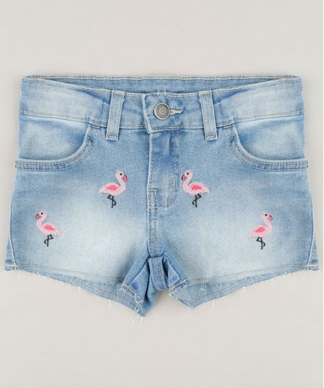 Short-Jeans-Infantil-com-Bordado-de-Flamingo-Azul-Claro-9243761-Azul_Claro_1