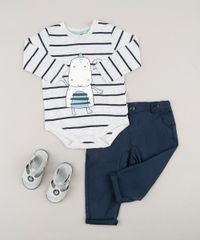 Body-Infantil-Listrado-com-Estampa-Interativa-de-Dinossauro-Manga-Longa-Gola-Careca-em-Algodao---Sustentavel-Cinza-Mescla-Claro-8942674-Cinza_Mescla_Claro_3