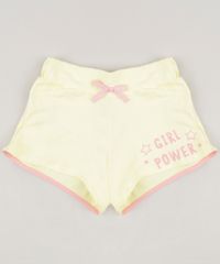 Short-Infantil-com-Laco--Girl-Power--em-Algodao---Sustentavel-Amarelo-Claro-9221206-Amarelo_Claro_1