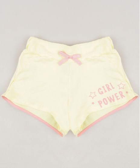 Short-Infantil-com-Laco--Girl-Power--em-Algodao---Sustentavel-Amarelo-Claro-9221206-Amarelo_Claro_1