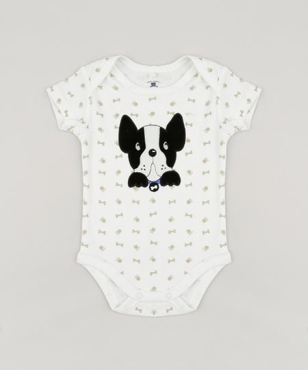 Body-Infantil-Cachorro-Estampado-de-Patinhas-Manga-Curta-Gola-Careca-em-Algodao---Sustentavel-Off-White-8941266-Off_White_1