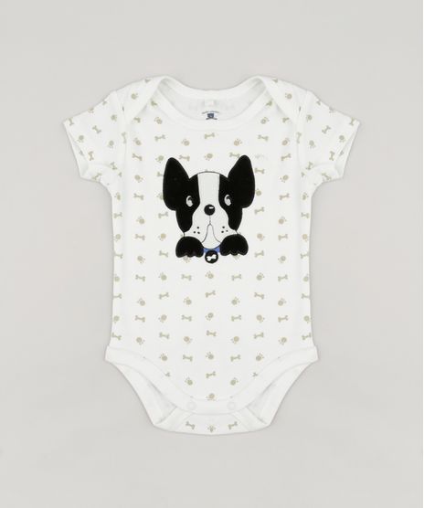 Body-Infantil-Cachorro-Estampado-de-Patinhas-Manga-Curta-Gola-Careca-em-Algodao---Sustentavel-Off-White-8941266-Off_White_1