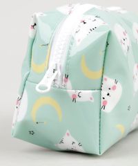 Necessaire-Feminina-Estampada-de-Gatinhas-Verde-Claro-9236889-Verde_Claro_4