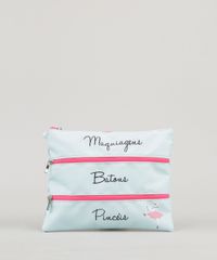 Necessaire-Feminina-Estampada-de-Gatinhas-com-Divisorias-Verde-Claro-9236891-Verde_Claro_1