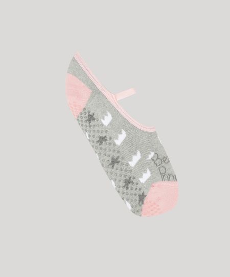 Meia-Sapatilha-Feminina-Estampada-de-Coroas-Cinza-Mescla-9233078-Cinza_Mescla_1