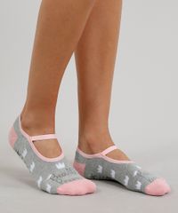 Meia-Sapatilha-Feminina-Estampada-de-Coroas-Cinza-Mescla-9233078-Cinza_Mescla_2