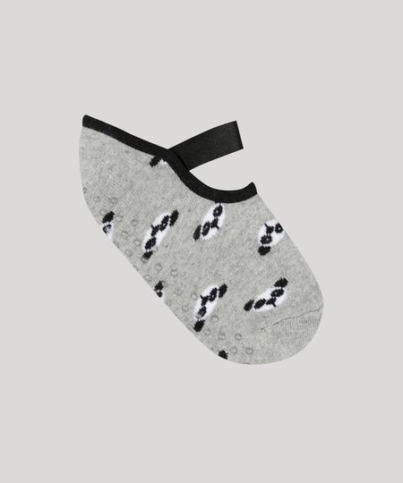 Meia-Sapatilha-Infantil-Estampada-de-Pandas-Cinza-Mescla-9264202-Cinza_Mescla_1