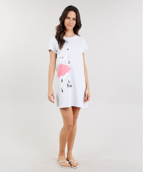Camisola-Feminino-Manga-Curta-Gatinha-Cinza-Mescla-Claro-9223816-Cinza_Mescla_Claro_1