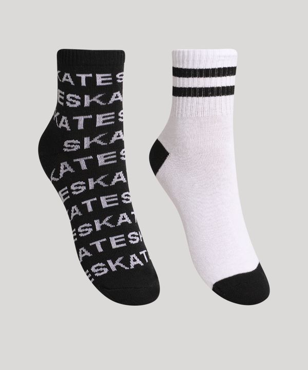 Kit de 2 Meias Infantis Cano Médio Estampadas Skate Multicor 30-33
