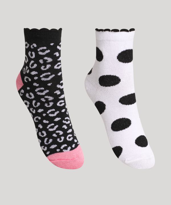 Kit de 2 Meias Infantis Cano Médio Estampadas Multicor 22-25
