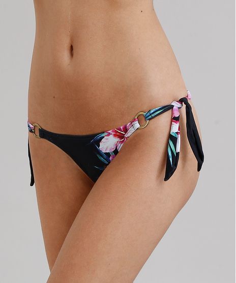 Biquini-Calcinha-Tanga-Estampada-Floral-com-Argola-e-Protecao-UV50--Preto-9284374-Preto_1