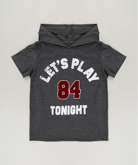 Camiseta-Infantil--Let-s-Play-Tonight--com-Capuz-Manga-Curta-Cinza-Mescla-Escuro-9240108-Cinza_Mescla_Escuro_1