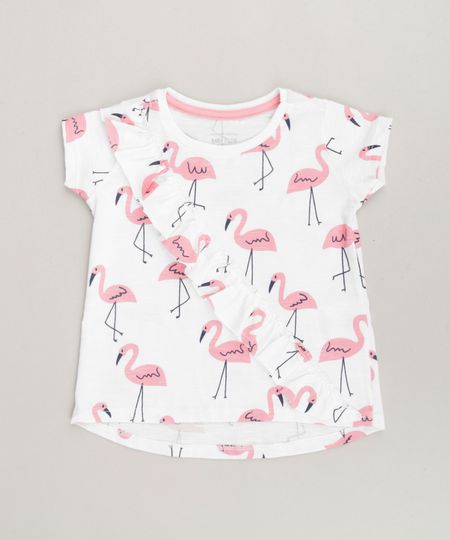 Blusa-Infantil-Estampada-de-Flamingos-com-Babado-Manga-Curta-Decote-Redondo-Off-White-9266188-Off_White_1