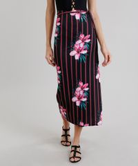 Saia-de-Praia-Feminina-Transpassada-Listrada-com-Flores-Preta-9219722-Preto_1