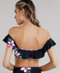 Biquini-Top-Ombro-a-Ombro-Estampado-Floral-com-Babado-e-Bojo-Removivel-Protecao-UV50--Preto-9284373-Preto_2