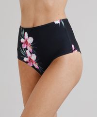 Biquini-Calcinha-Hot-Pant-Estampado-Floral-com-Protecao-UV50--Preta-9284372-Preto_1