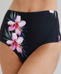 Biquini-Calcinha-Hot-Pant-Estampado-Floral-com-Protecao-UV50--Preta-9284372-Preto_4