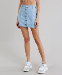 Saia-Jeans-Feminina-Cintura-Alta-com-Botoes--Azul-Claro-9281305-Azul_Claro_1