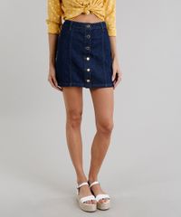 Saia-Jeans-Feminina-Cintura-Alta-com-Botoes--Azul-Escuro-9281303-Azul_Escuro_1