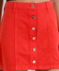 Saia-de-Sarja-Feminina-Cintura-Alta-com-Botoes--Vermelho-9281302-Vermelho_4