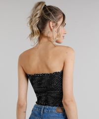 Top-Faixa-Feminino-Franzido-Estampado-de-Poas-Preto-9280856-Preto_2
