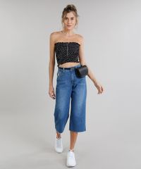 Top-Faixa-Feminino-Franzido-Estampado-de-Poas-Preto-9280856-Preto_3