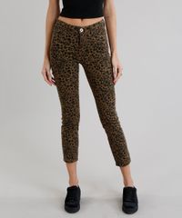 Calca-de-Sarja-Feminina-Skinny-Estampada-Animal-Print-Marrom-9269766-Marrom_1