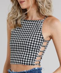 Regata-Feminina-Cropped-Halter-Neck-Estampada-Xadrez-com-Recortes-Laterais--Off-White-9265086-Off_White_4