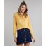 Camisa-Feminina-Estampada-de-Poas-com-Bolso-Manga-Longa-Mostarda-9196005-Mostarda_1