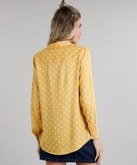 Camisa-Feminina-Estampada-de-Poas-com-Bolso-Manga-Longa-Mostarda-9196005-Mostarda_2