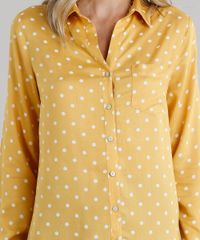 Camisa-Feminina-Estampada-de-Poas-com-Bolso-Manga-Longa-Mostarda-9196005-Mostarda_4